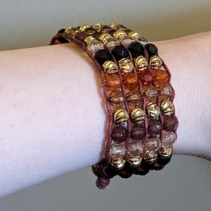 Brown Earth Tone Beaded Tie Rope Bracelet